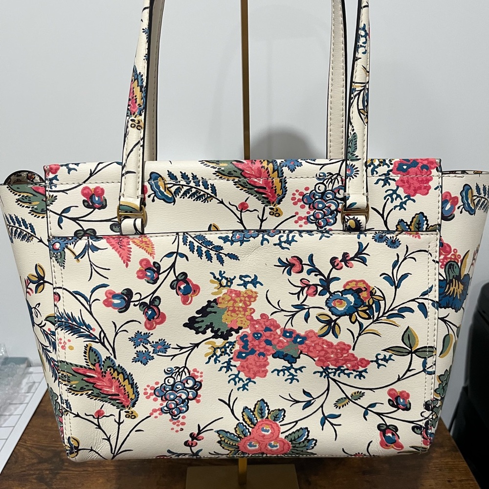 Tory Burch Parker Floral Cream Tote Bag - Picture 3 of 6